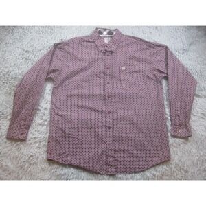 Cinch Mens Large Button Up Shirt Long Sleeve Purple Casual‎ Geometric Collared